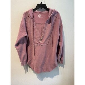 Pilcro by Anthropologie Mauve Bohemian Cotton Hoodie‎ Sweatshirt Size M